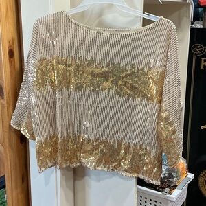 Gold and Cream Sequin Women's Top
